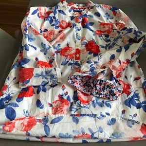 Half button cotton summer blouse